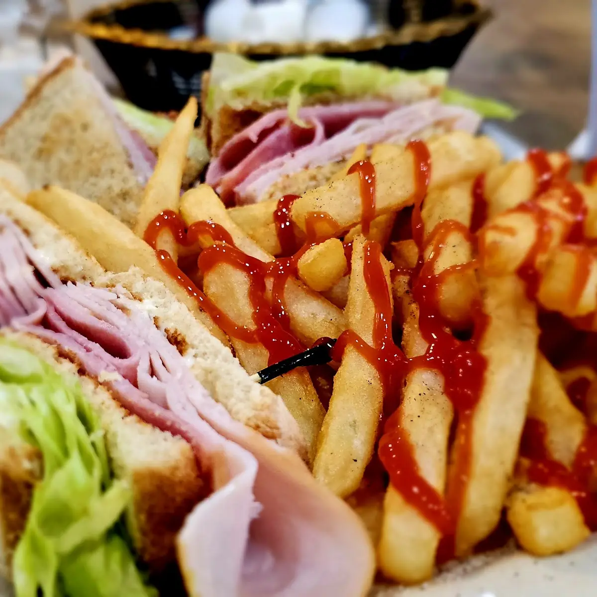 Ham and Turkey Club Sandwich