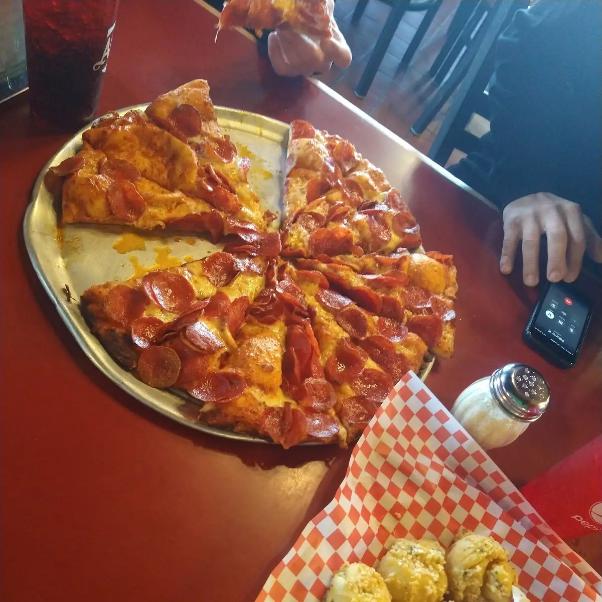 Pepperoni Pizza and Garlic Bread