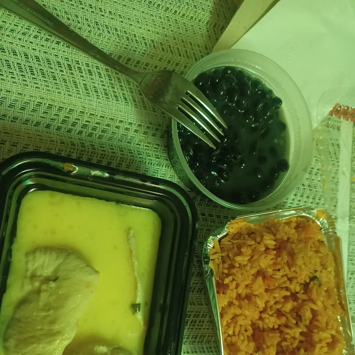 Pollo Ajillo with Spanish Rice and Black Beans