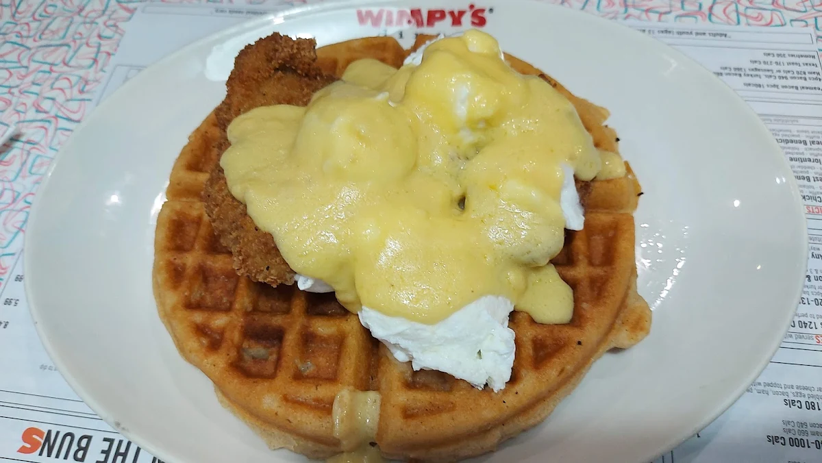 Fried Chicken Eggs Benedict on a Waffle, Wimpy's Diner Chatham