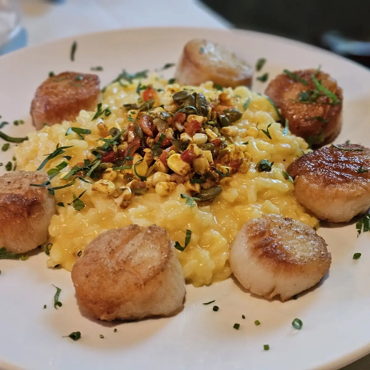 Seared Sea Scallops a La Grenoblois