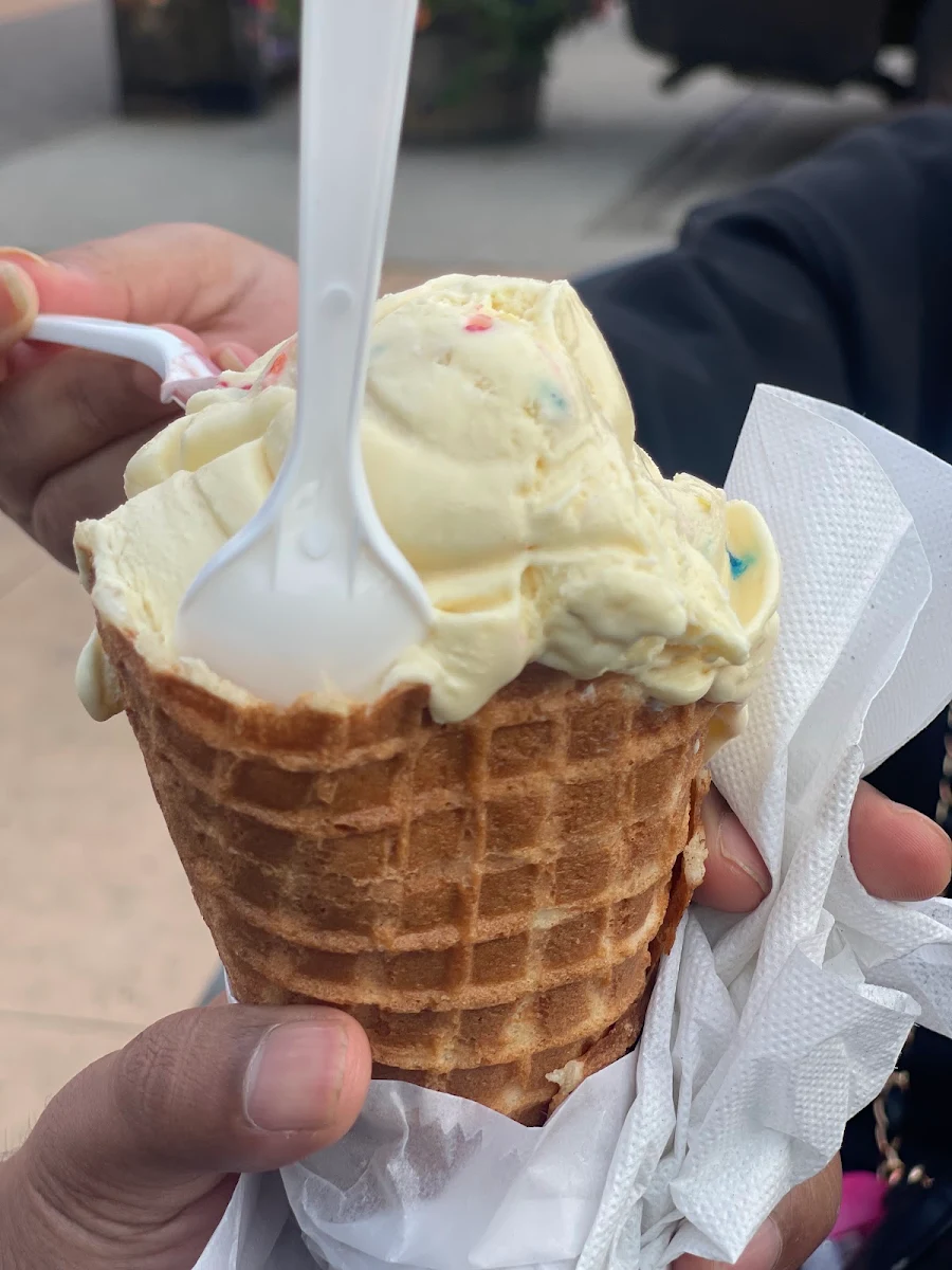 Cake Batter Ice Cream Cone