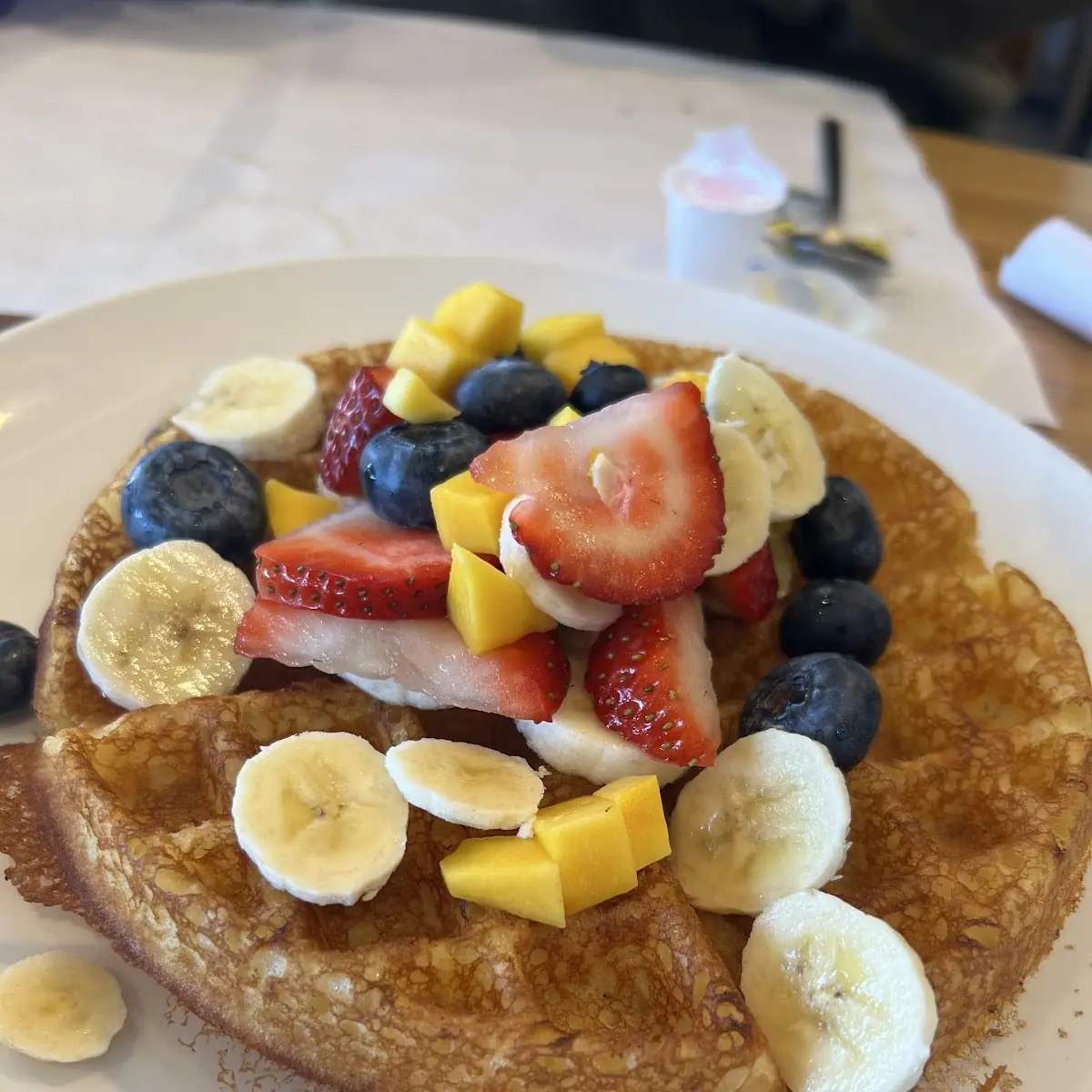 Belgian Waffle with Mixed Fruits