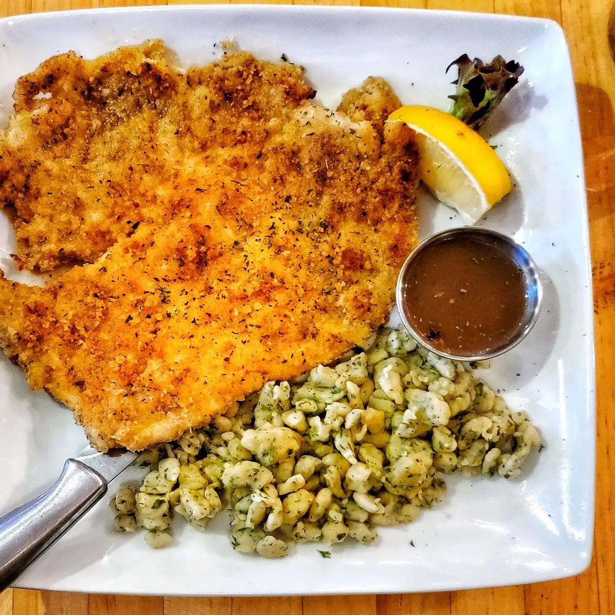 Chicken Schnitzel with Spaetzle