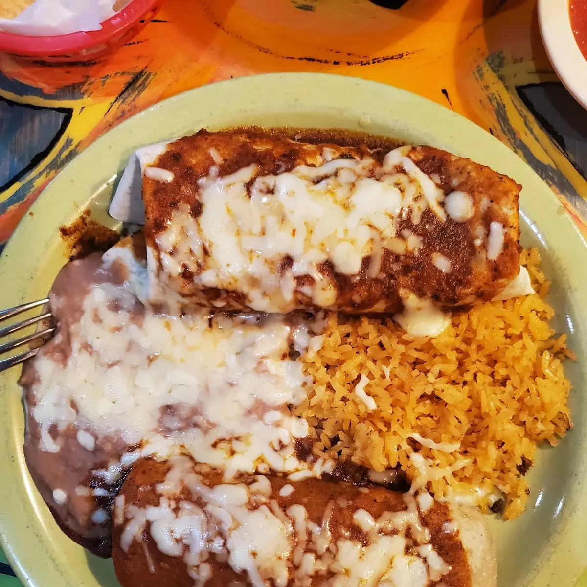 Beef Burrito Beef Enchilada Rice and Beans