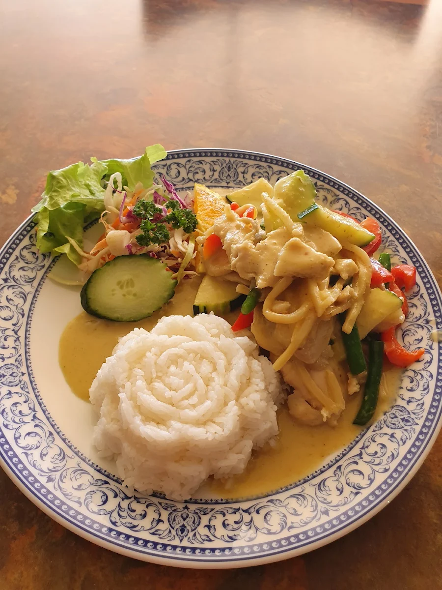 Green Curry Chicken and Rice, Thai Diamond Restaurant