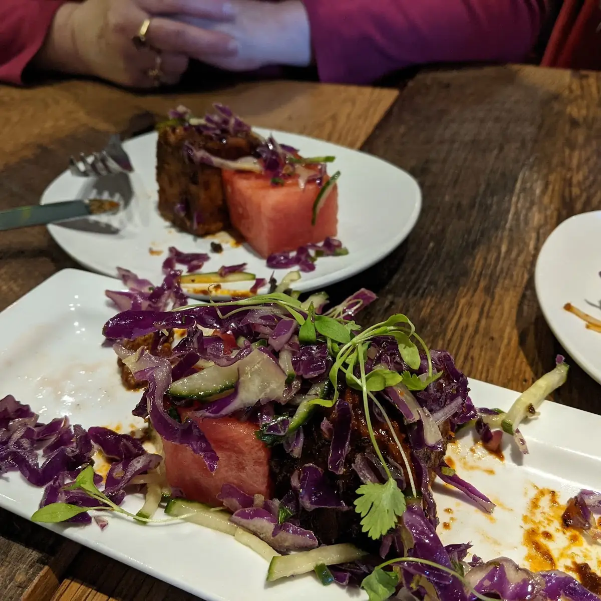 Sugarbacon Appetizer Pork Belly and Watermelon