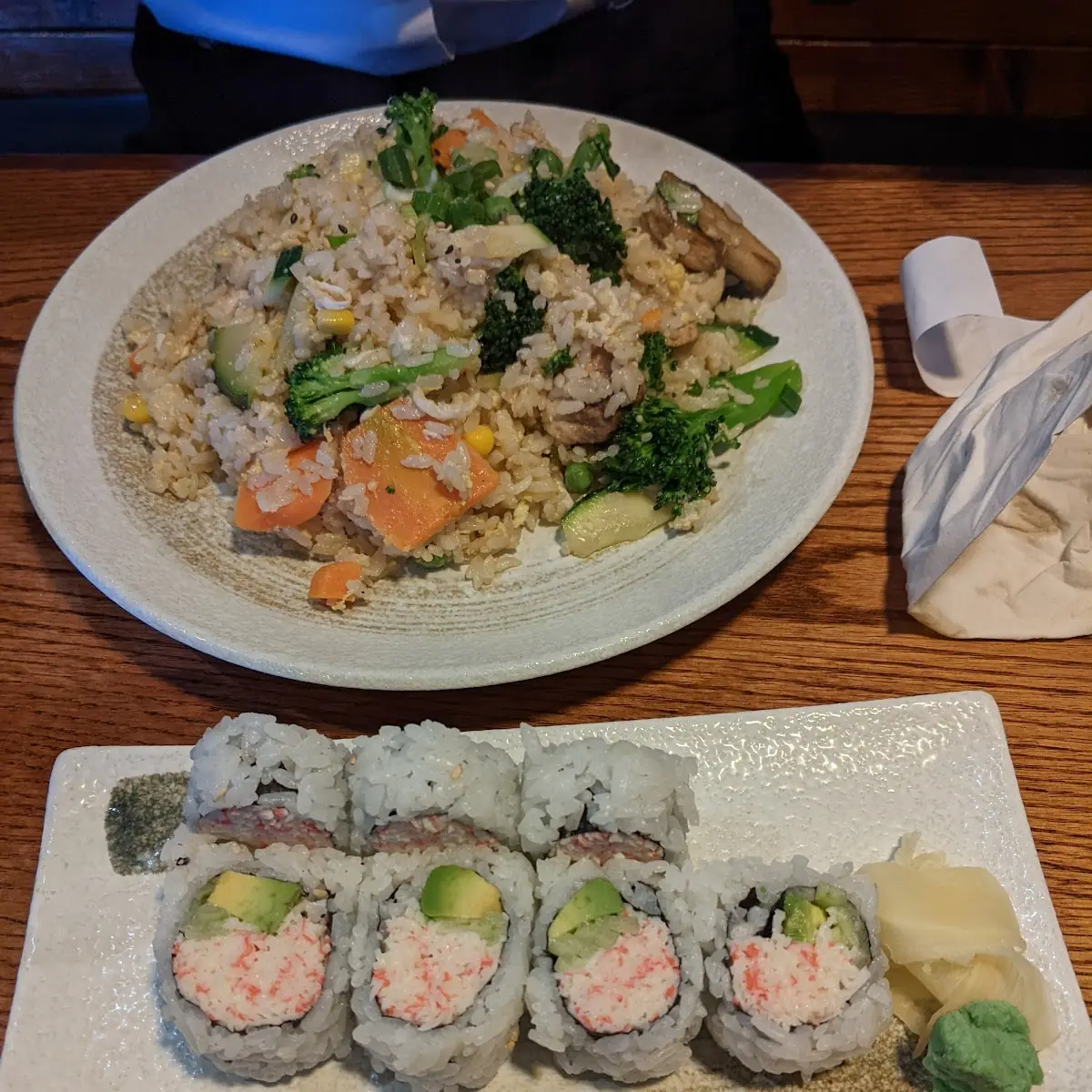 California Roll and Vegetable Fried Rice