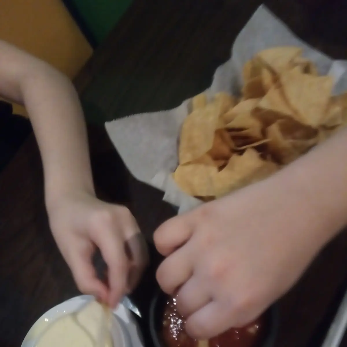 Chips and Salsa and Queso Dip