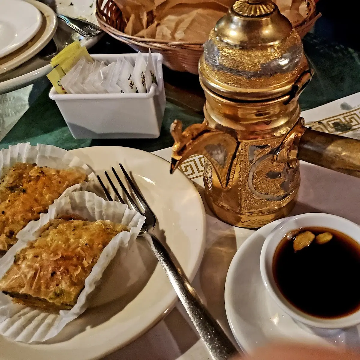 Turkish Coffee and Pistachio Baklava