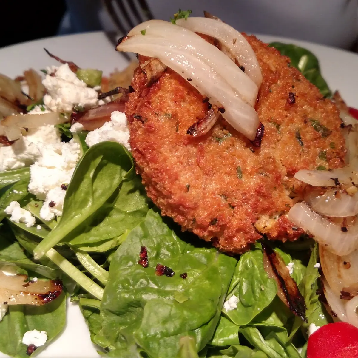 Crab Cake Spinach Salad