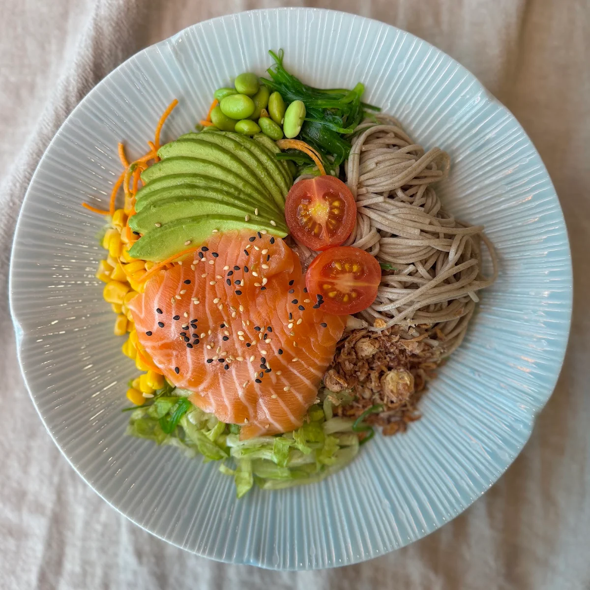 Soba Salad Bowl - Fresh Salmon & Avocado, Tomo Tomo