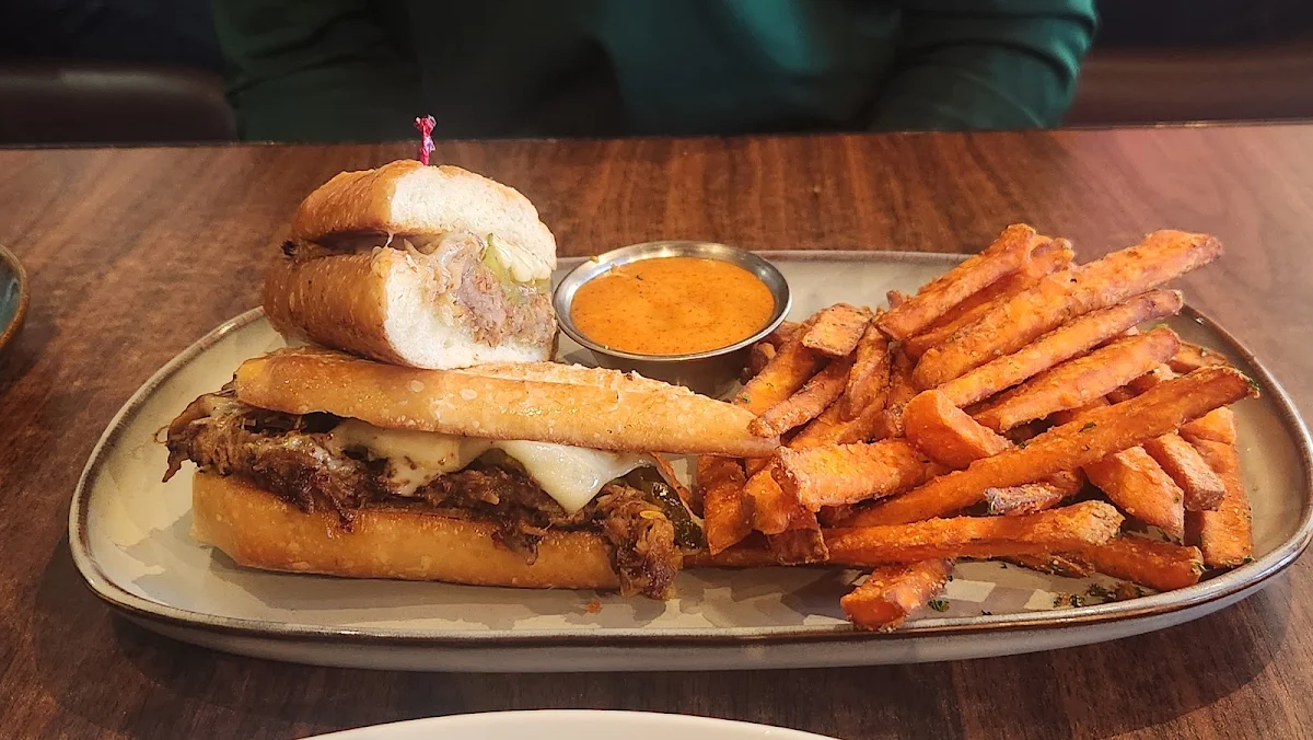 Cuban Pork Sandwich w Yam Fries, NV Restaurant & Bar - 199 Street