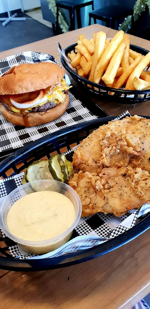 Southern Fried Chicken and Regular Cheeseburger and Fries