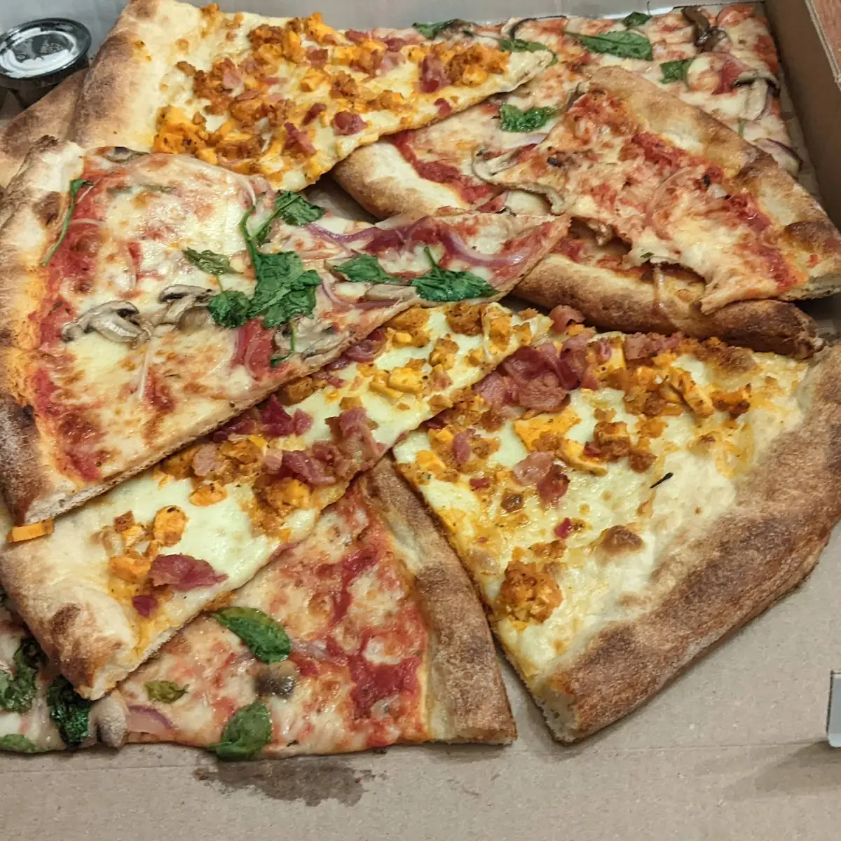 Veggie Pizza and Buffalo Chicken