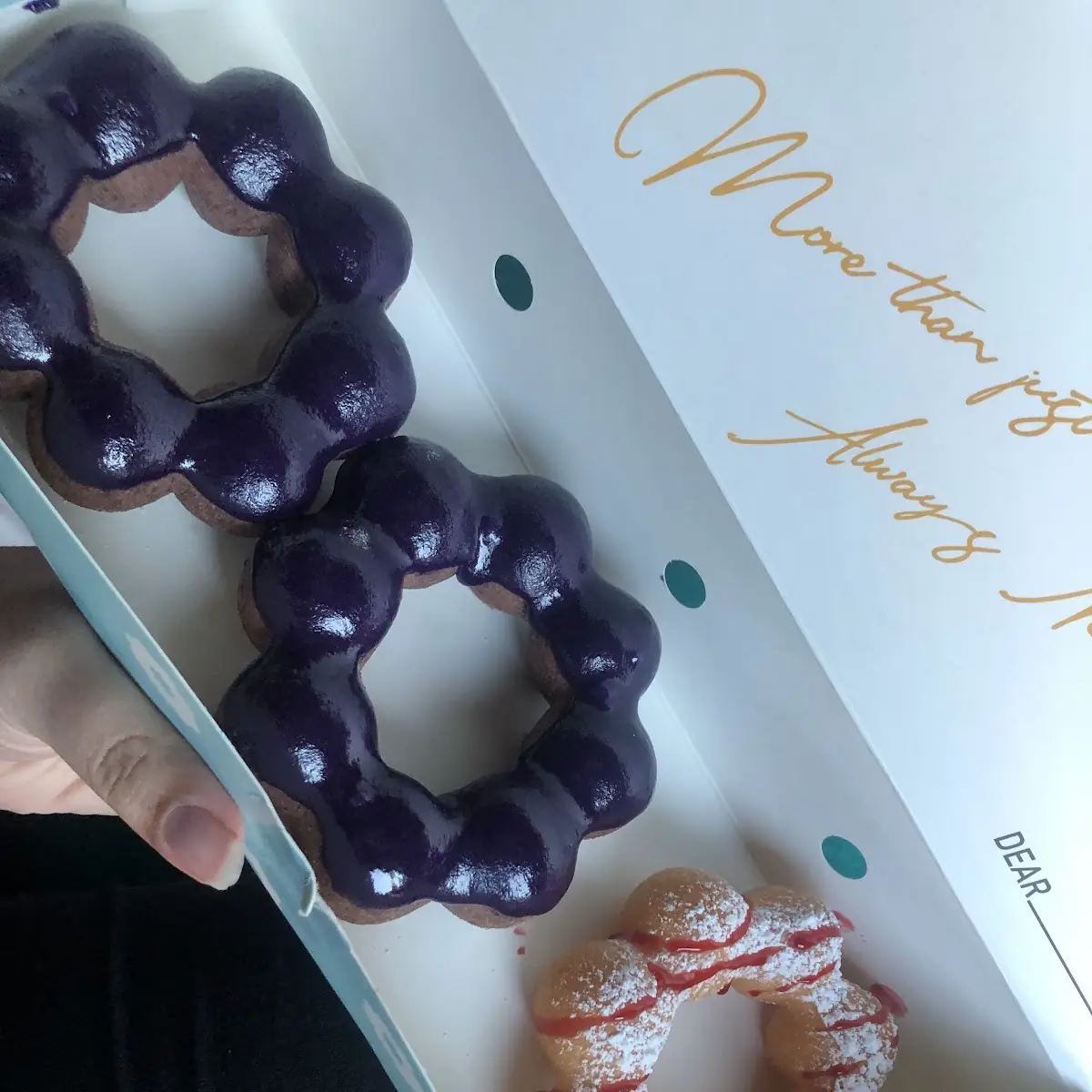 Ube and Strawberry Funnel Cake Mochi Donut