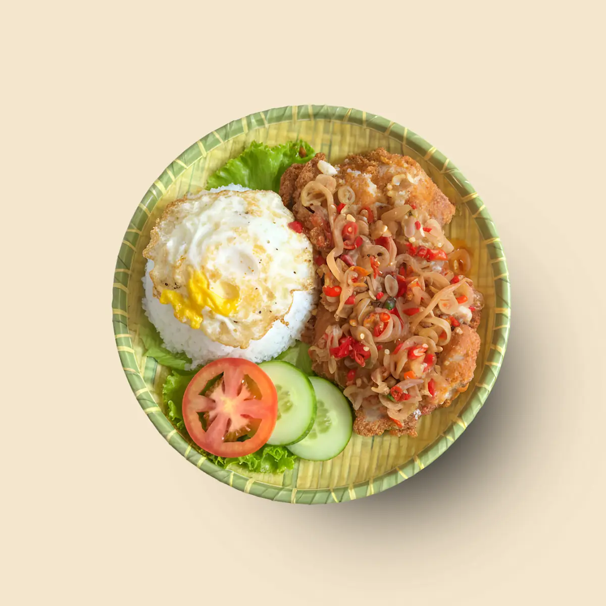 Ayam Geprek Smashed Chicken Rice