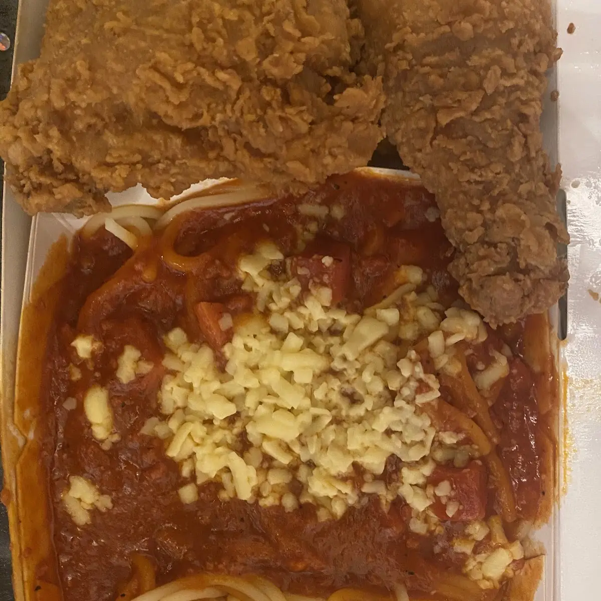 Spaghetti and Fried Chicken