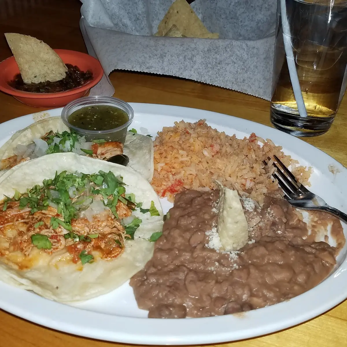 Chicken Tacos Combo Beans and Rice