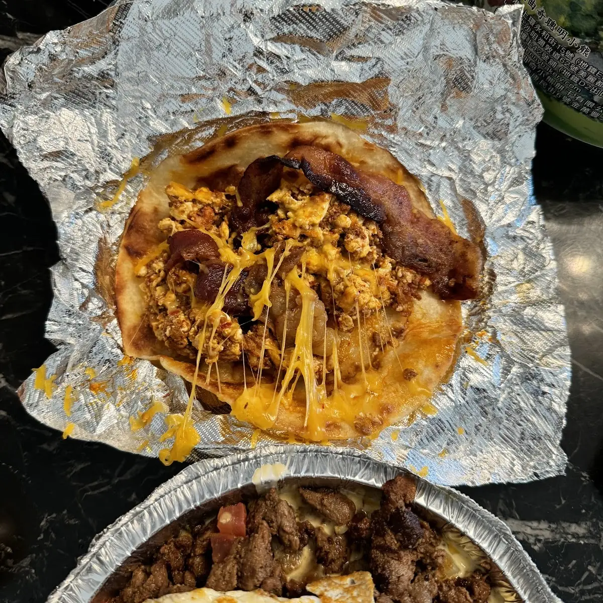 Chorizo Potato Bacon Egg Taco