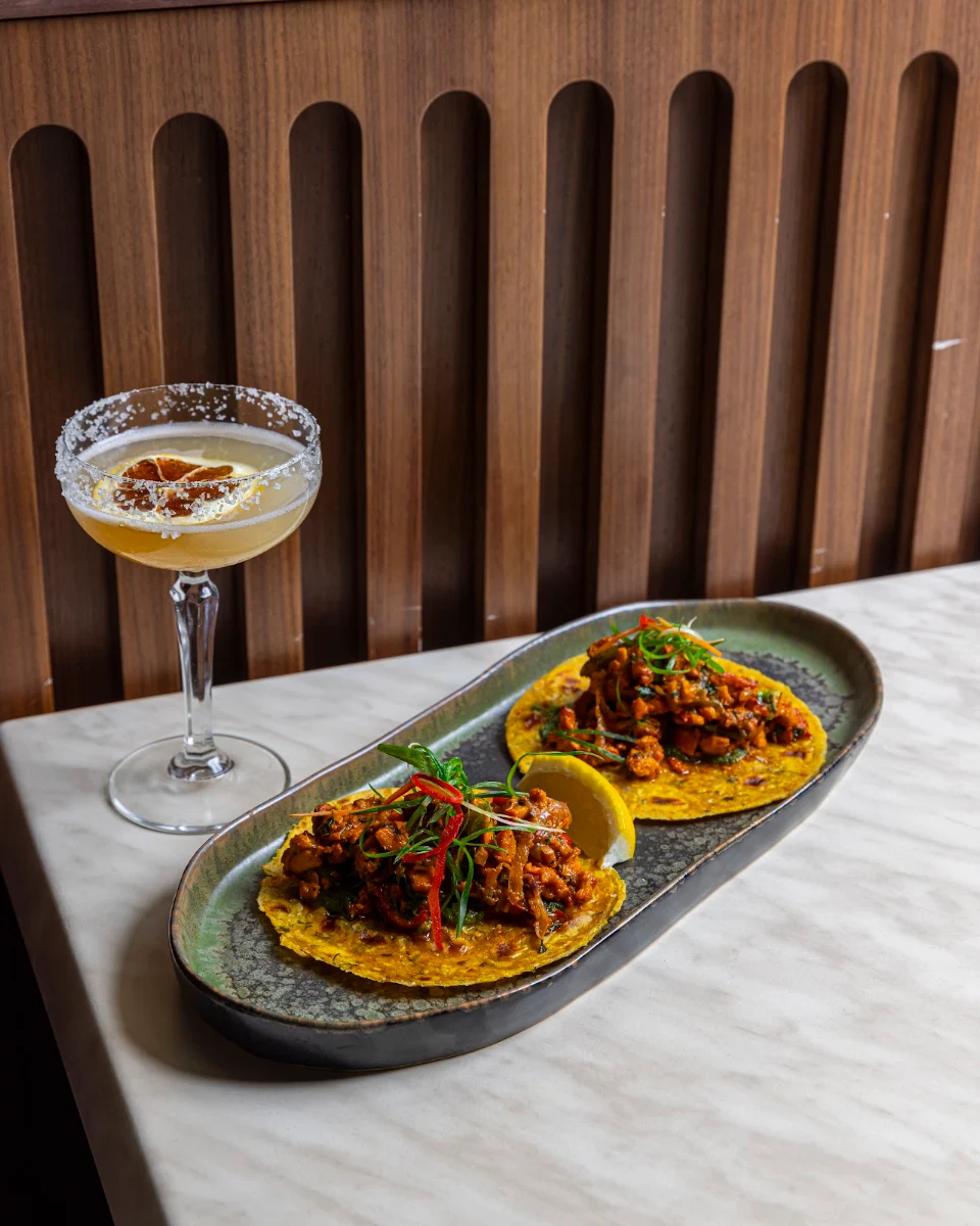 Fenugreek Thepla Chicken Taco, Madam Ji Indian Restaurant