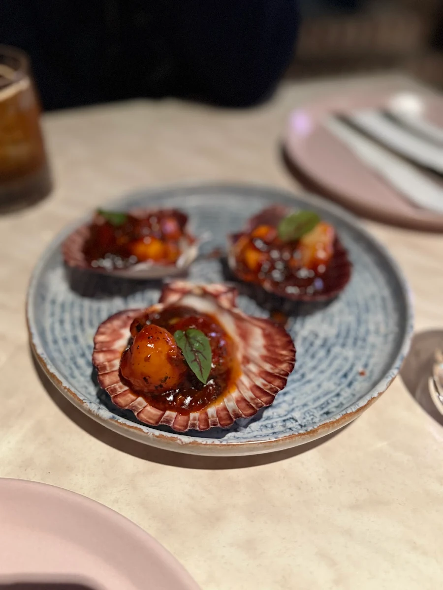 Pan-Seared Lychee Scallops DF GF, Madam Ji Indian Restaurant