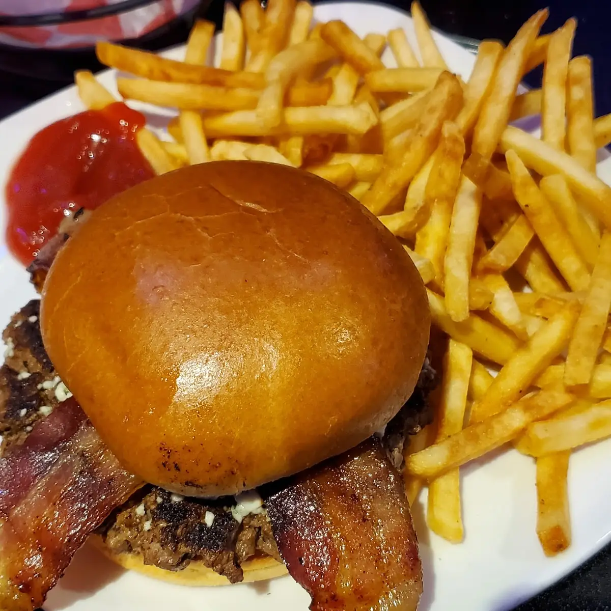Bacon Bleu Burger and Fries
