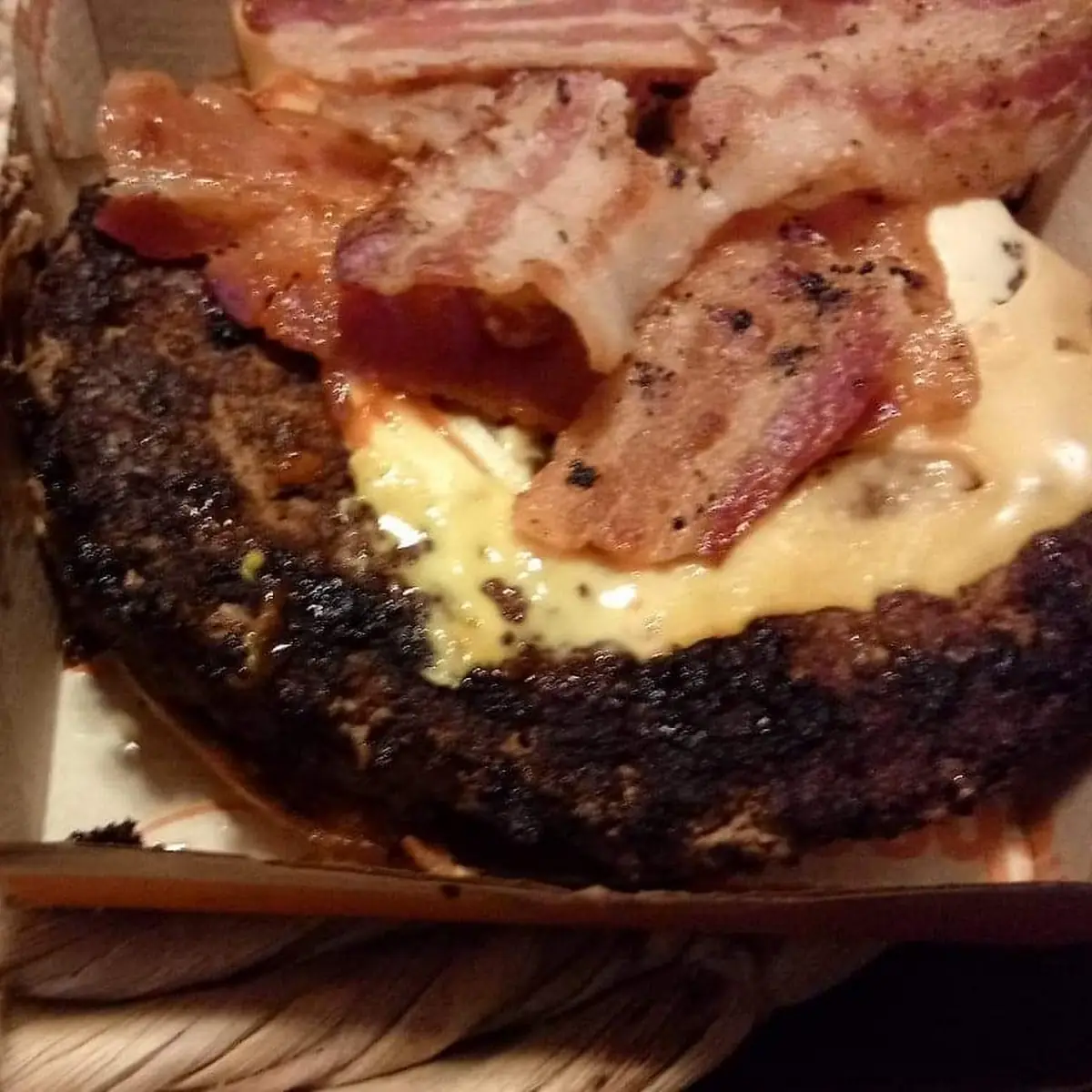 Burnt Double Bacon Cheeseburger