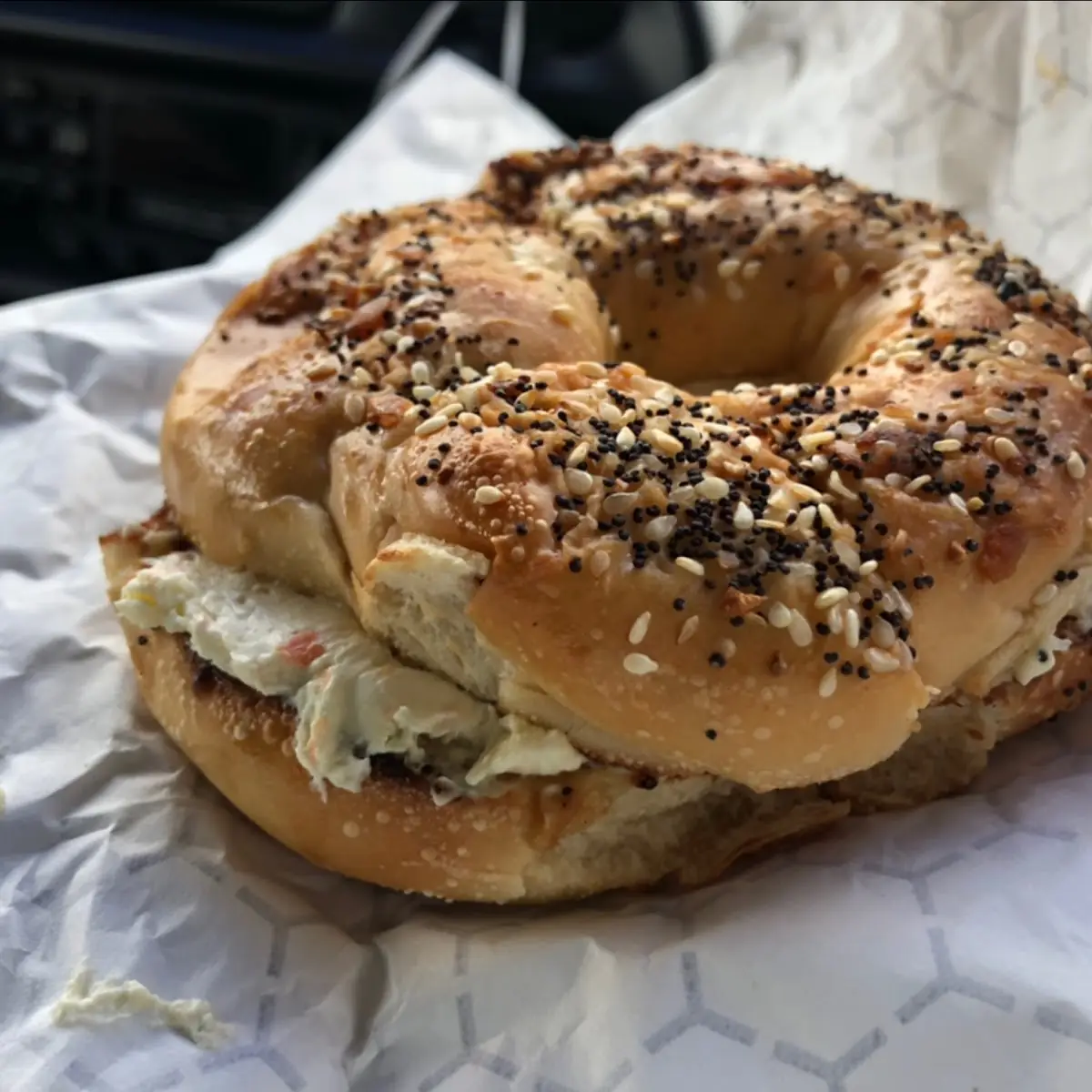 Toasted Everything Bagel with Veggie Cream Cheese