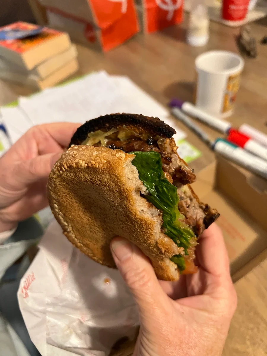 Burnt Burger Bun with Dry Meat Patty, Grill'd Burgers - Whitford City