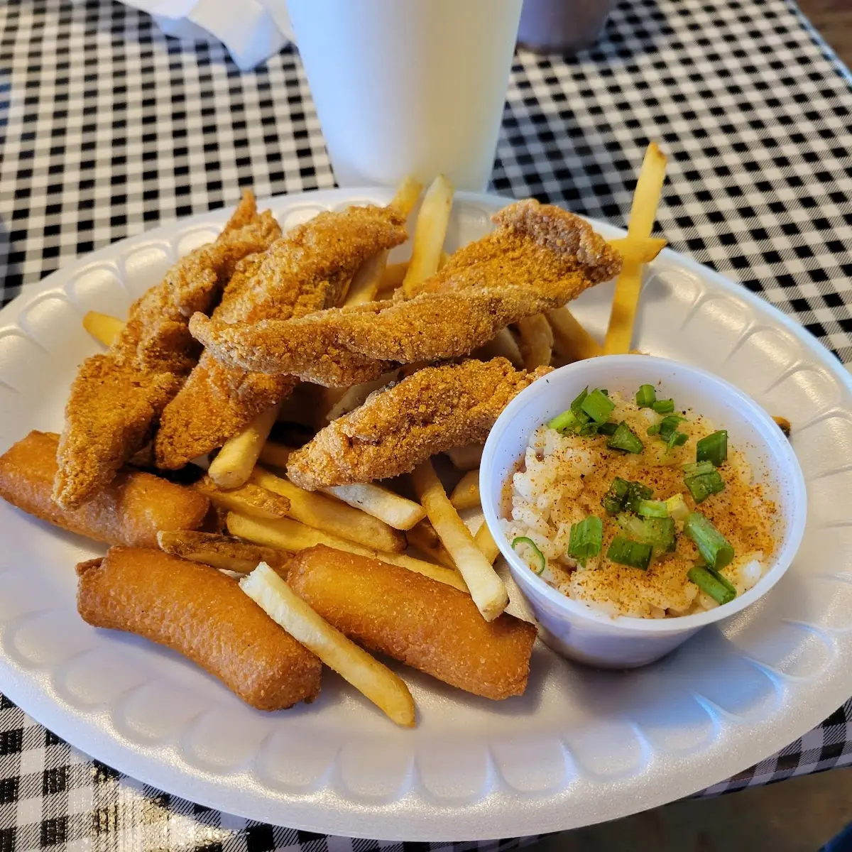Cajun Fried Fish with Cajun Beans