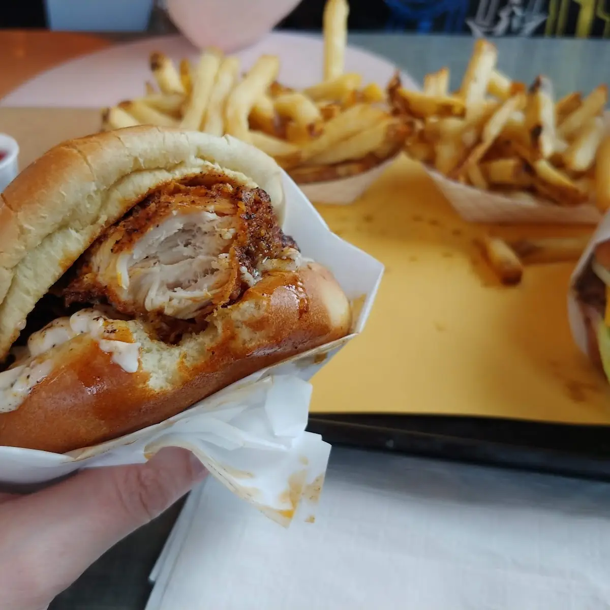 Spicy Chicken Sammy with Fries
