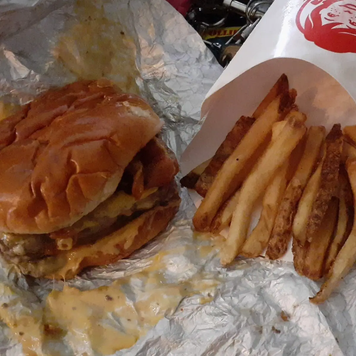 Double Cheeseburger with Bacon and Fries