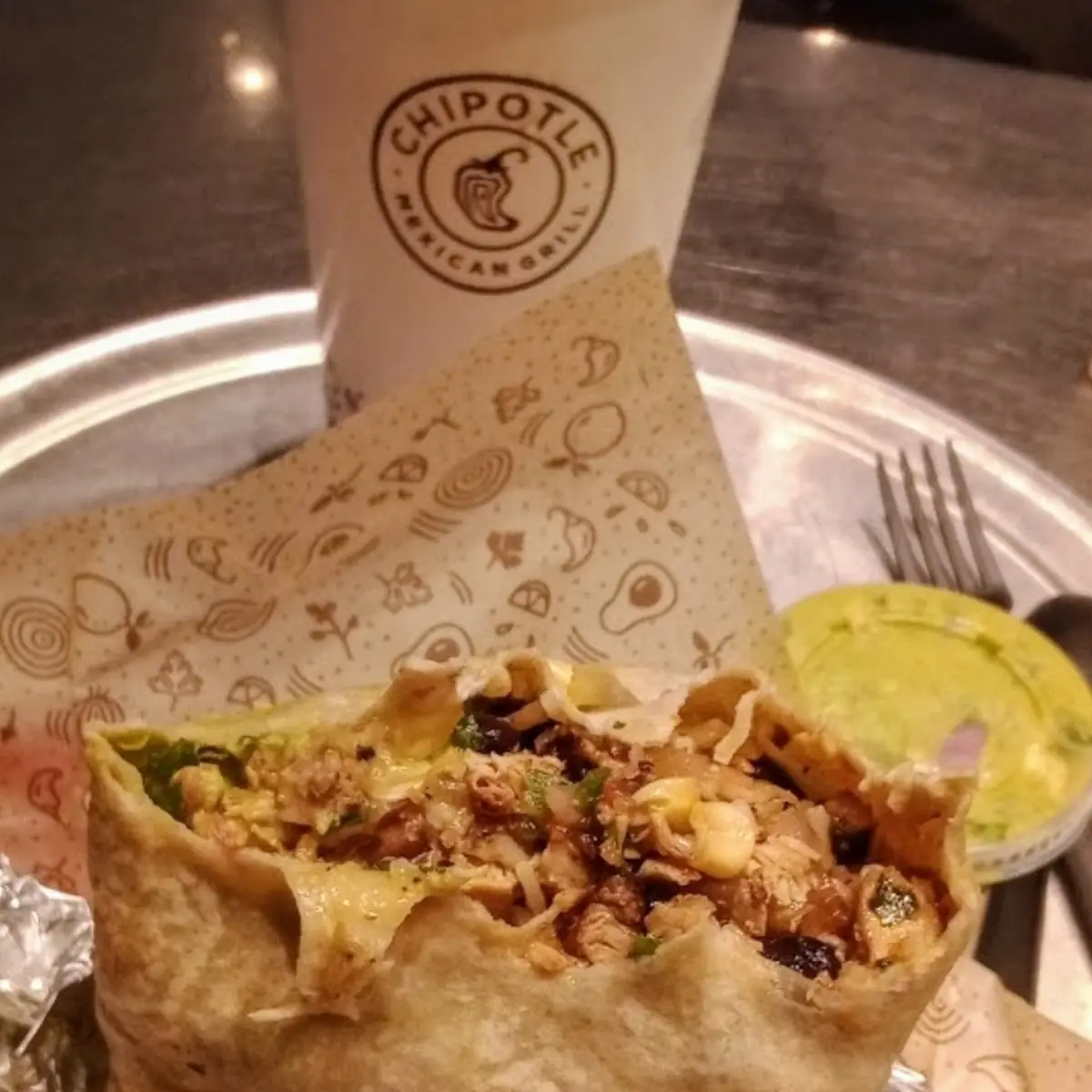 Chicken Burrito with Pico Cor Medium and Quac