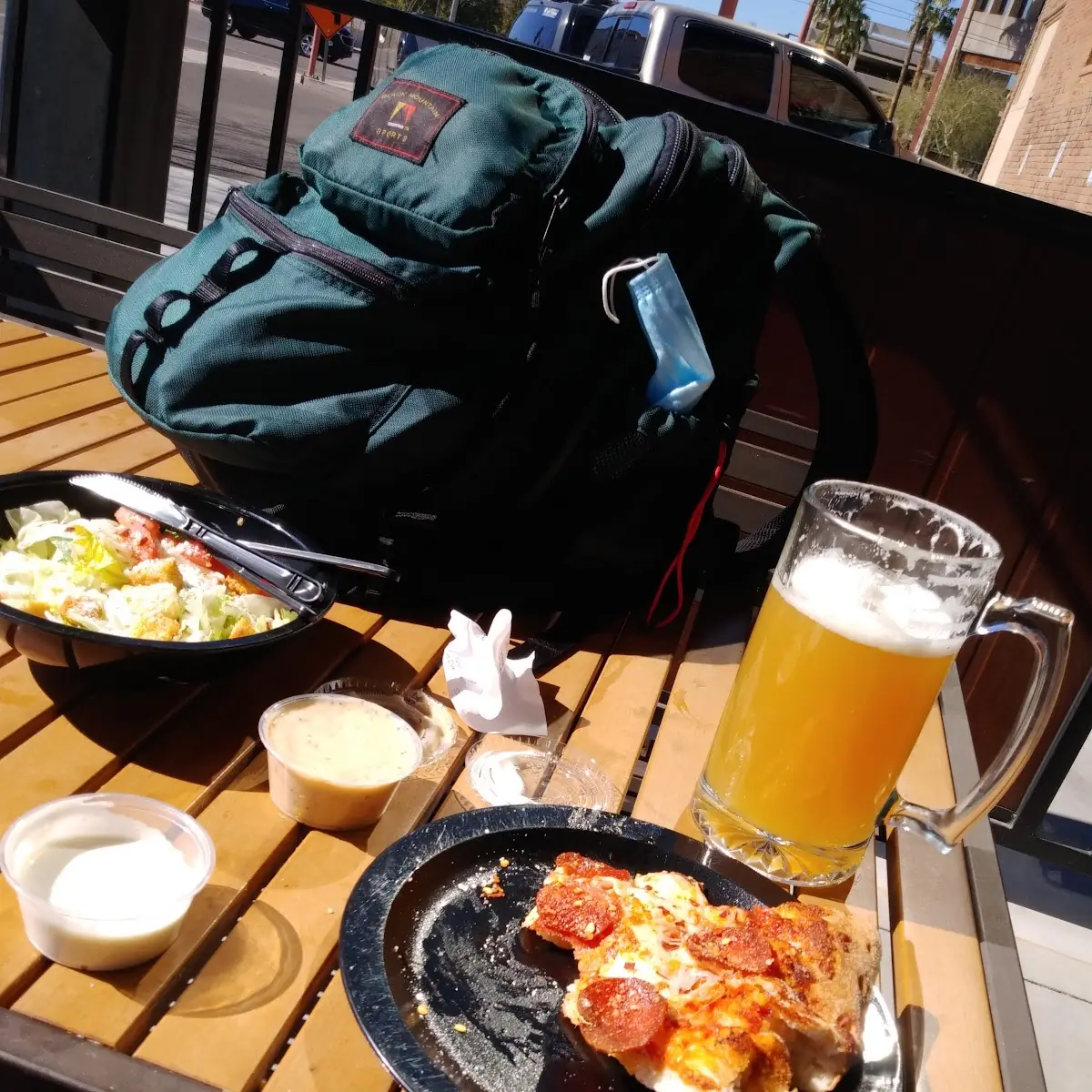 Pepperoni Pizza Slice Side Salad IPA Beer