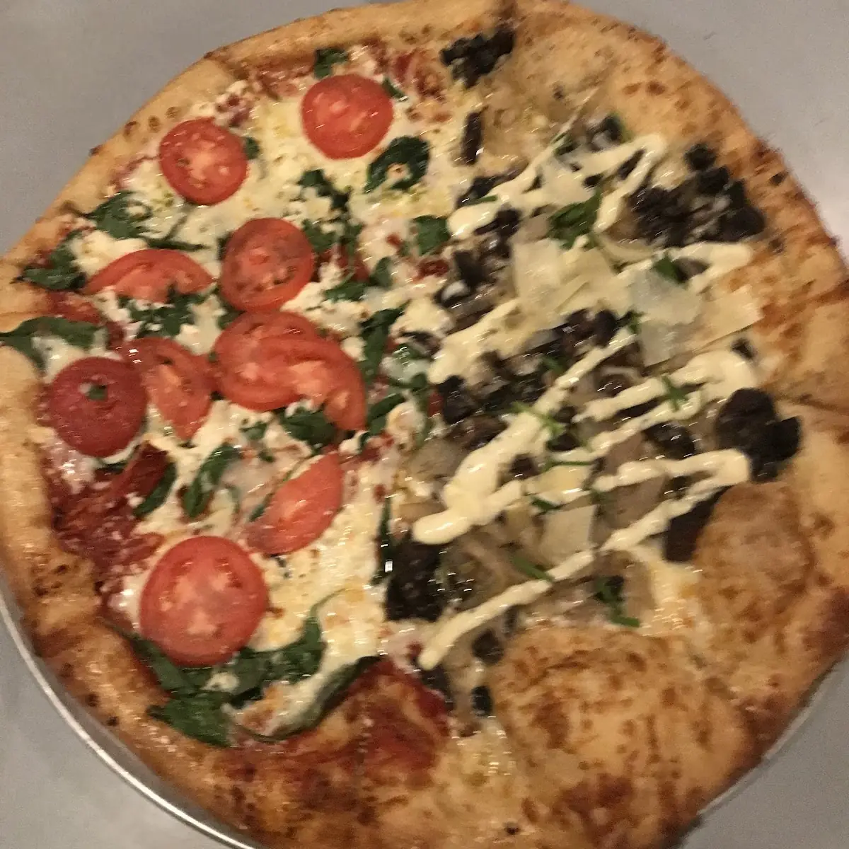 Half Vig Half Mushroom Pizza