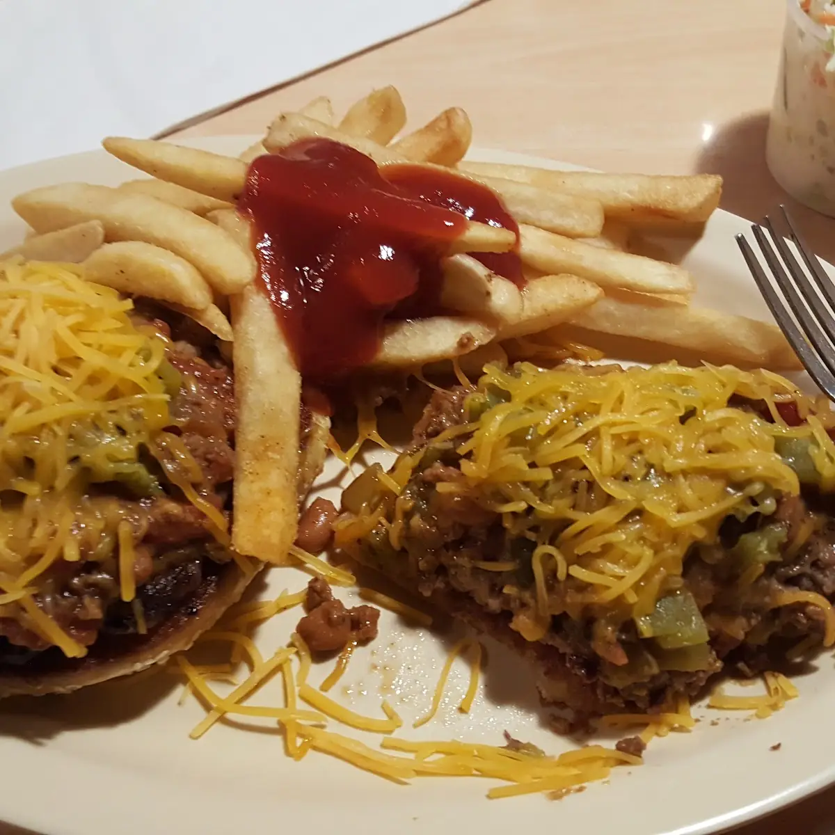 Chili Cheese Burger and Fries
