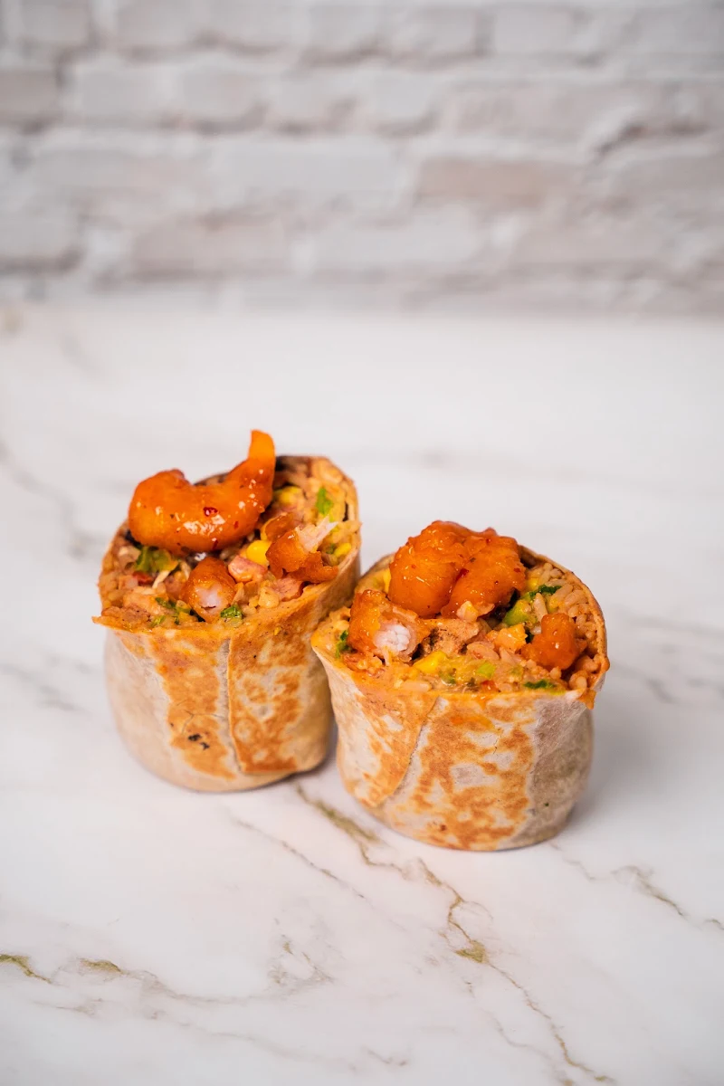Beer Battered Kapow Shrimp Burrito