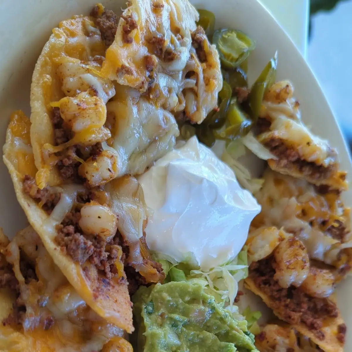 Nachos Supreme with Ground Beef and Shrimp
