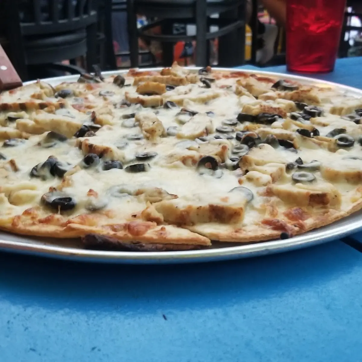 Olive and Chicken Pizza