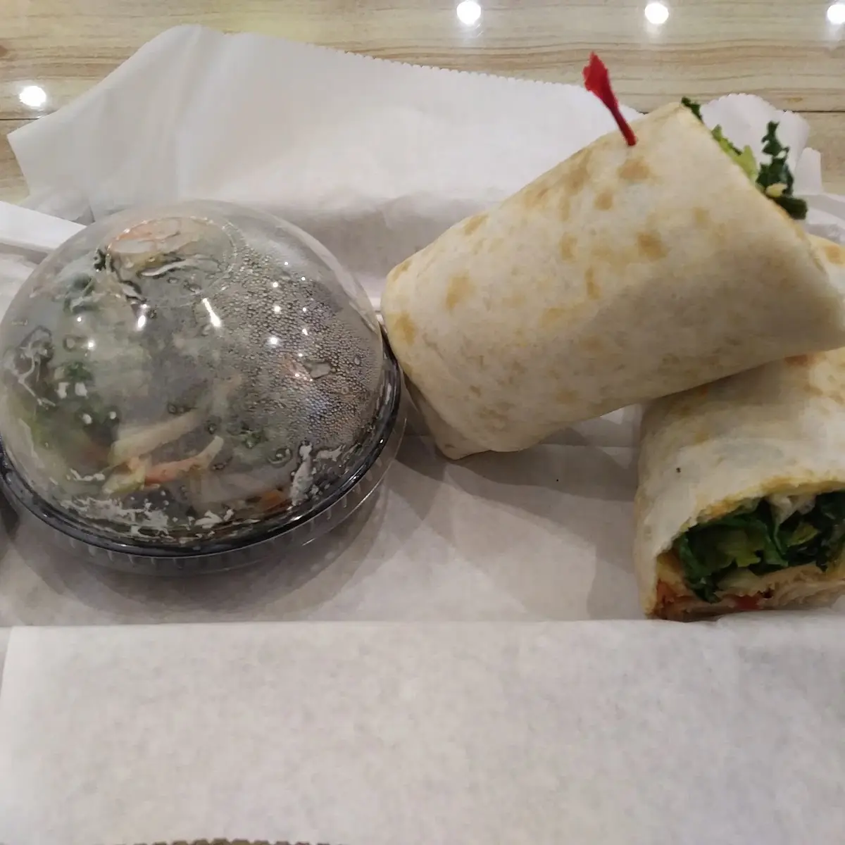 Chicken Caesar Wrap & Kale Apple Slaw