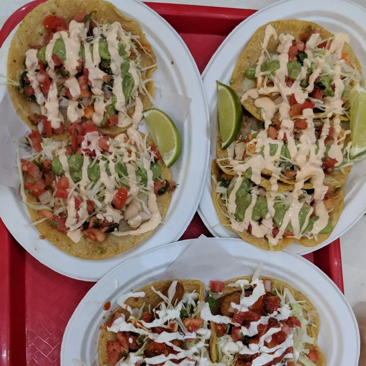 Seafood Ceviche Tostada and Fish Taco
