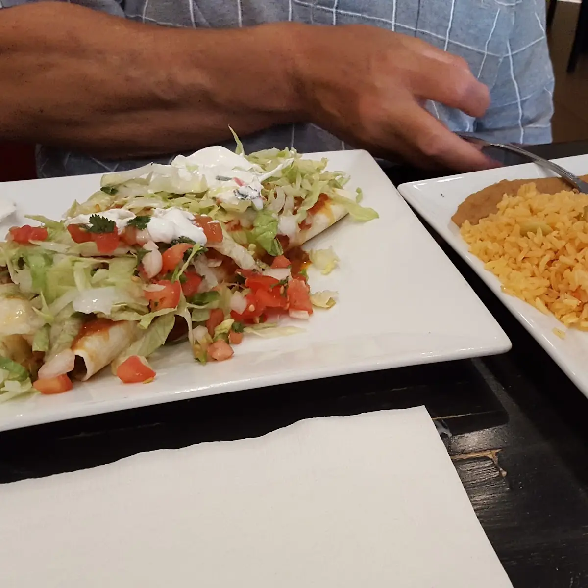 One Beef Burrito Rice and Beans
