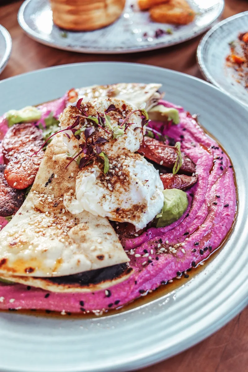 Eggs with Beetroot Hummus, Meeting Morgan Café
