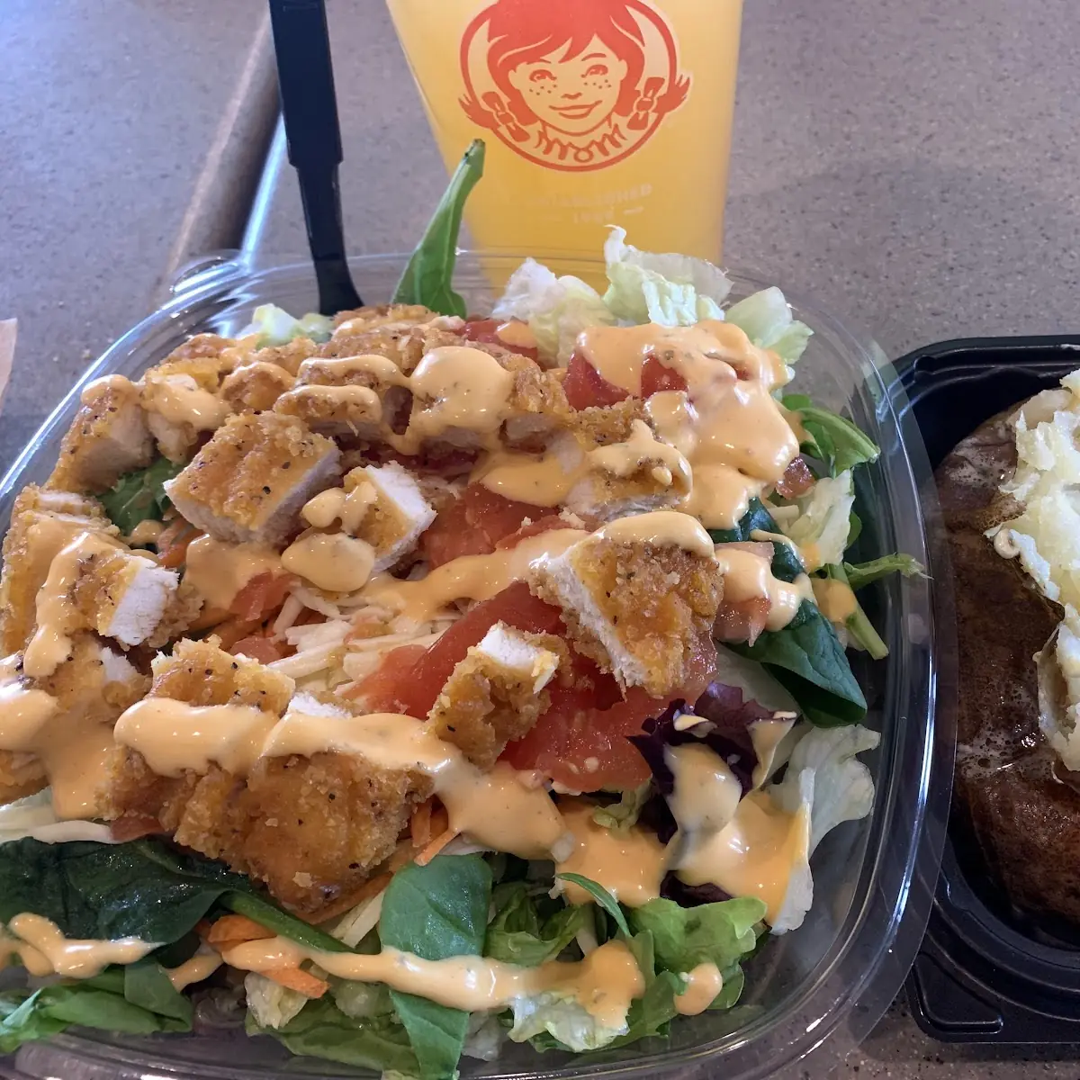 Spicy Chicken Salad with a Baked Potato