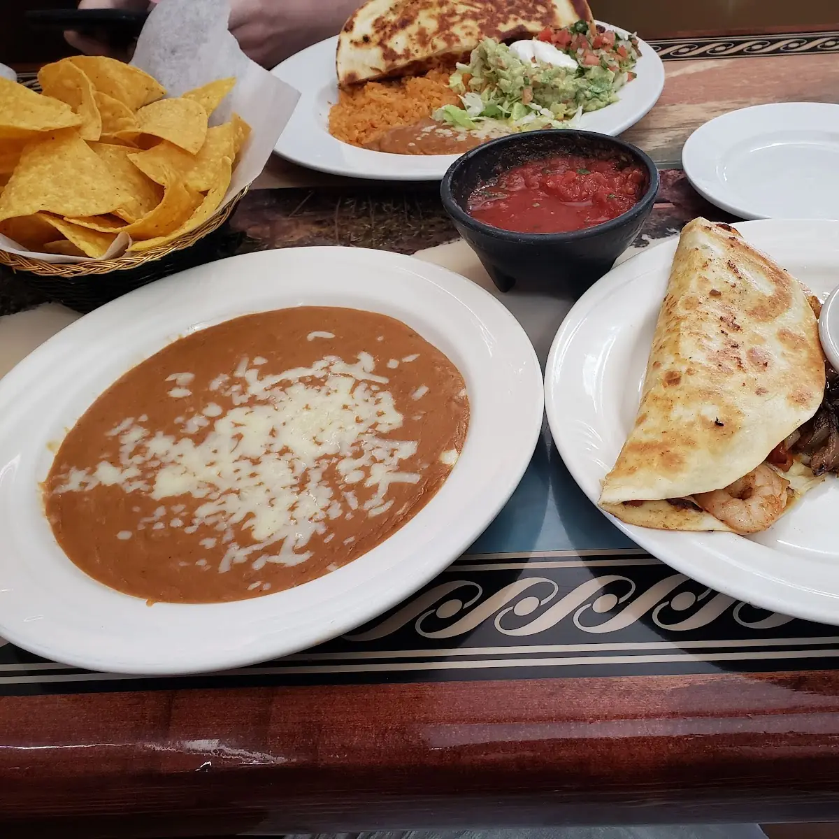 Refried Beans and Chicken Quesadilla