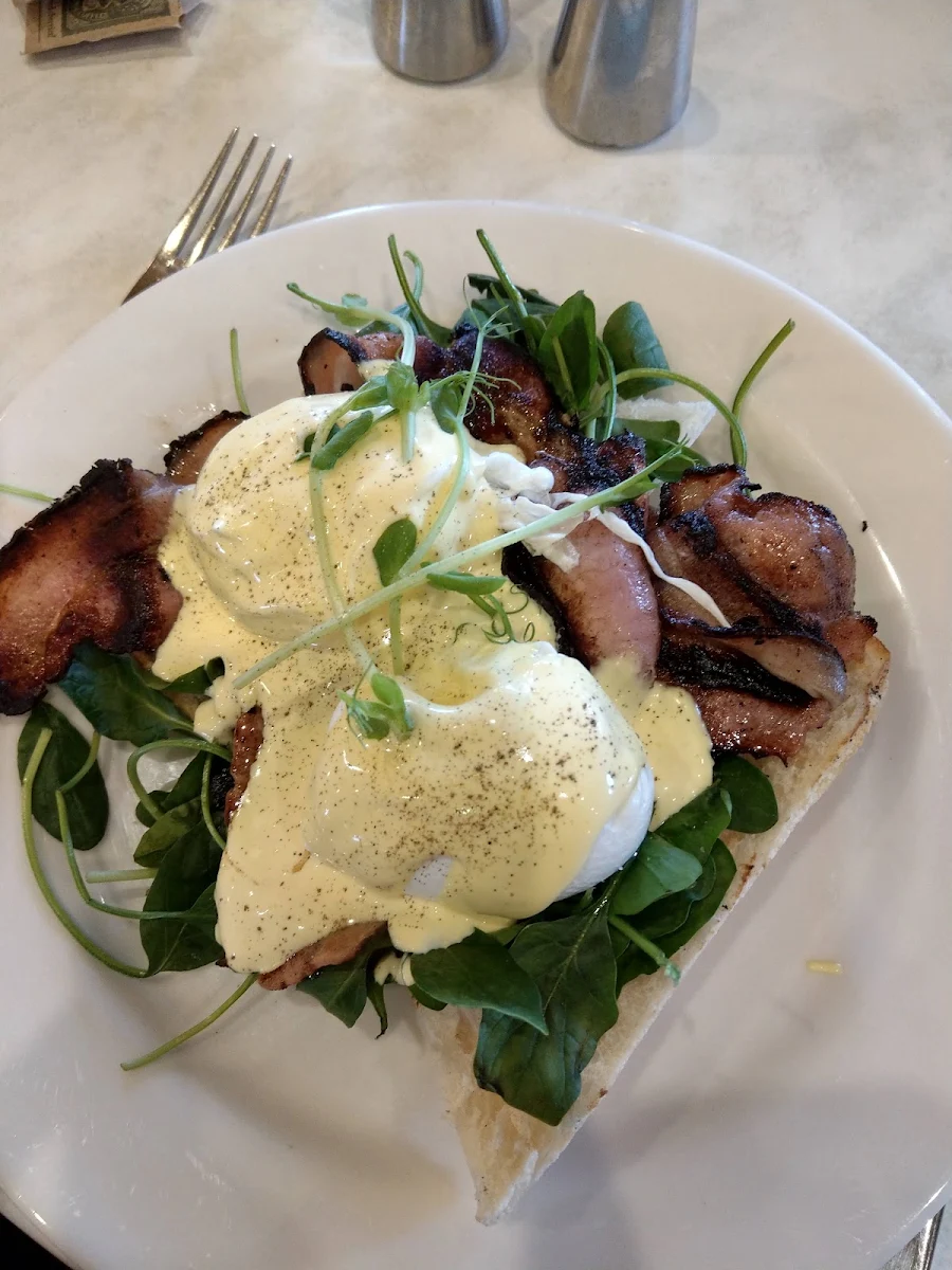 Eggs Hollandaise with a Side of Bacon, Dôme Café - Albany