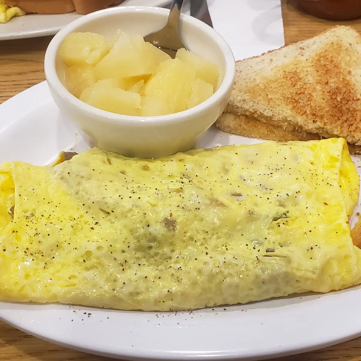 Omelette Toast Fruit Cup