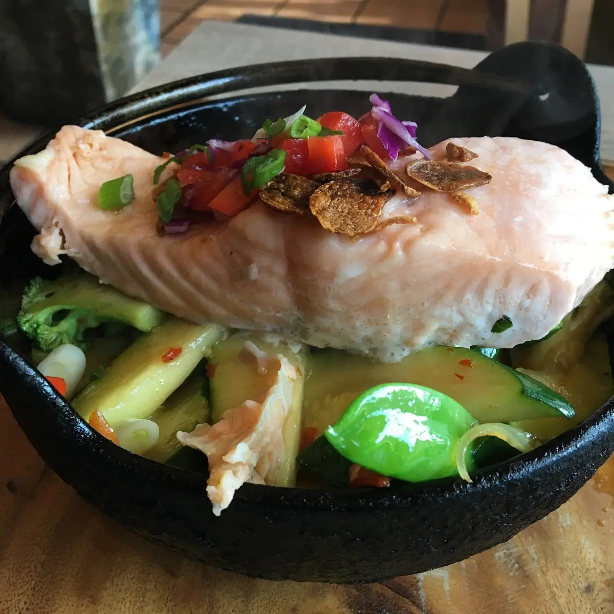 Fresh Grilled Salmon Rice Pot