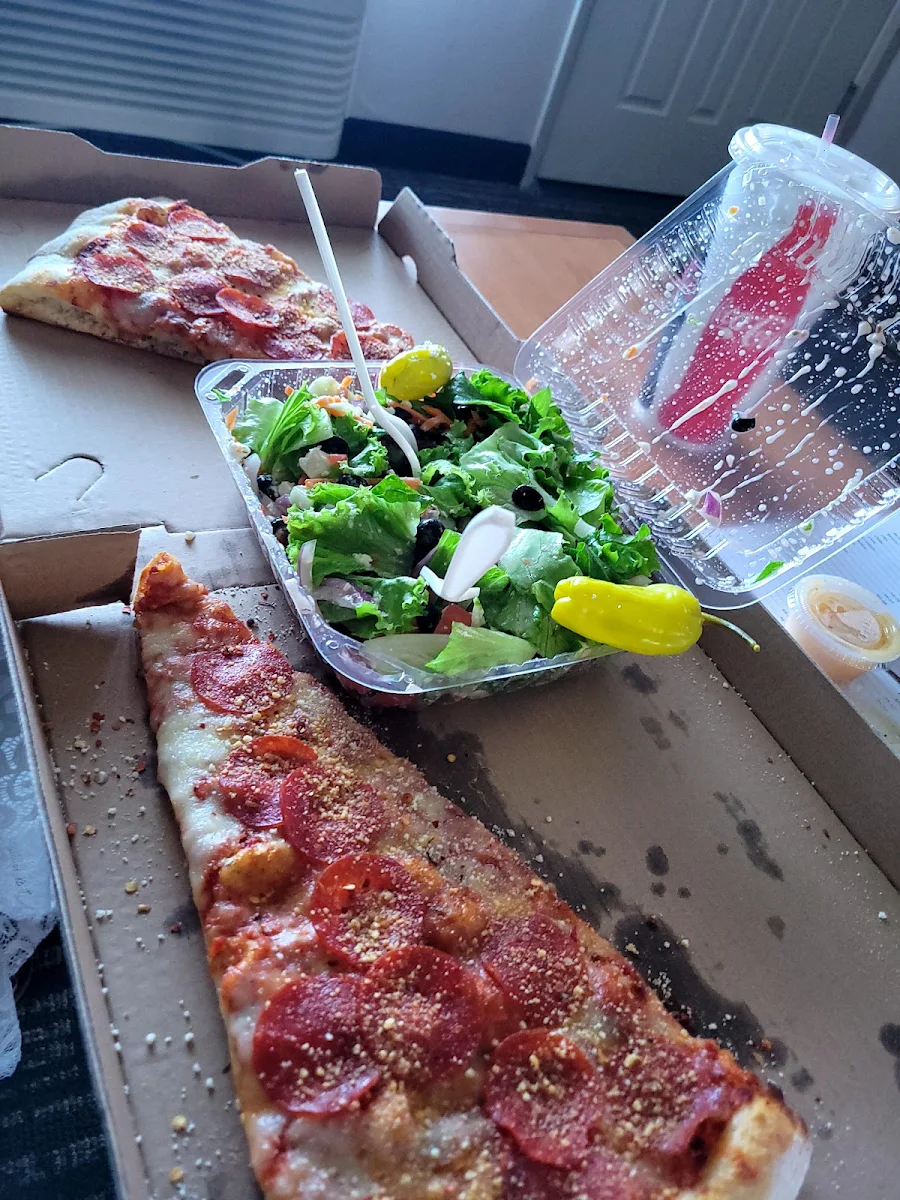 Pizza Slice & Greek Salad